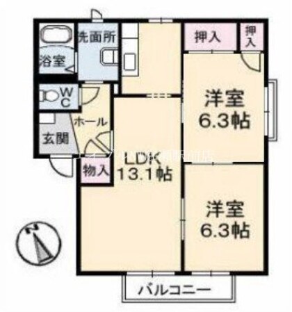 コーポ・アルカディア　Ｂ棟の物件間取画像